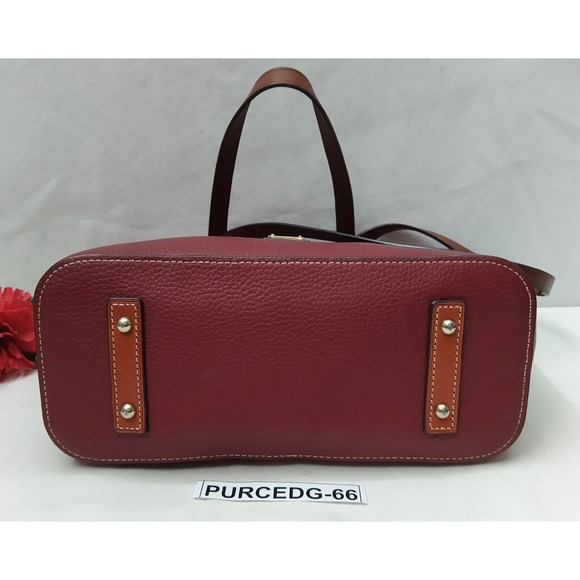 Dooney & Bourke Red Pebbled Leather Double Handles Zipper Tote Bag - Picture 8 of 16